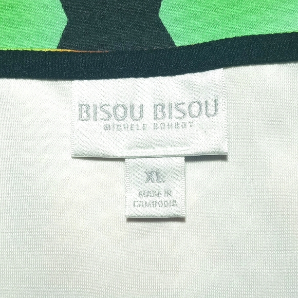 Bisou Bisou Beautiful Multicolor Stained Glass Placement Zip Front Top Size XL - Picture 6 of 12